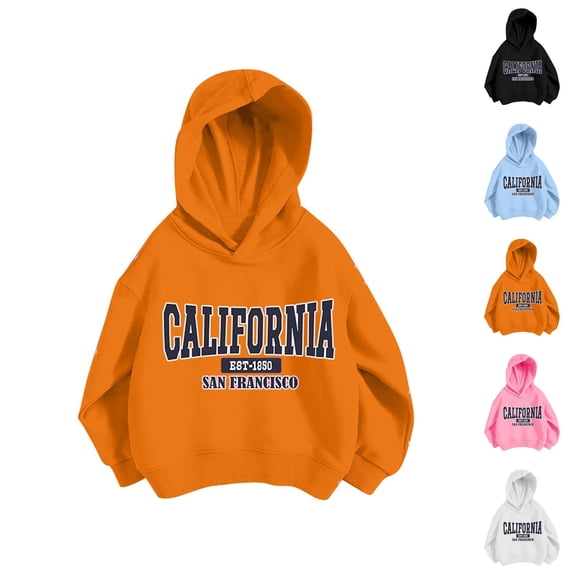 California San Francisco Hoodies for Girl Long Sleeve Casual Loose Graphic Hooded Sweatshirt Kids Pullover Tops