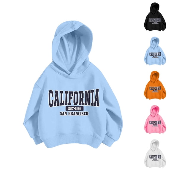 California San Francisco Hoodies for Girl Long Sleeve Casual Loose Graphic Hooded Sweatshirt Kids Pullover Tops