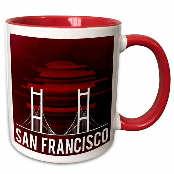3drose, California-san Francisco-patriotic Bridge Sign- Red, 15oz Two-tone Red Mug