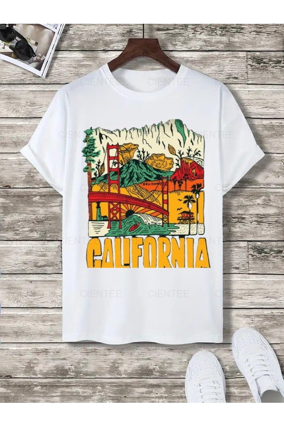 California Scenic T-Shirt - West Coast Graphic Tee - Vacation Souvenir Apparel , For Men/Women,Up to 5XL