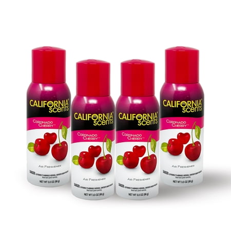 California Scents Air Freshener Spray 3.5oz, Coronado Cherry Scent, 4 Packs