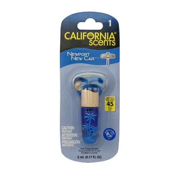 California Scents Air Fresheners Hanging Vial Necklace - New Car Scent: Hanging Air Freshener & Odor Eliminator for Strong Odor