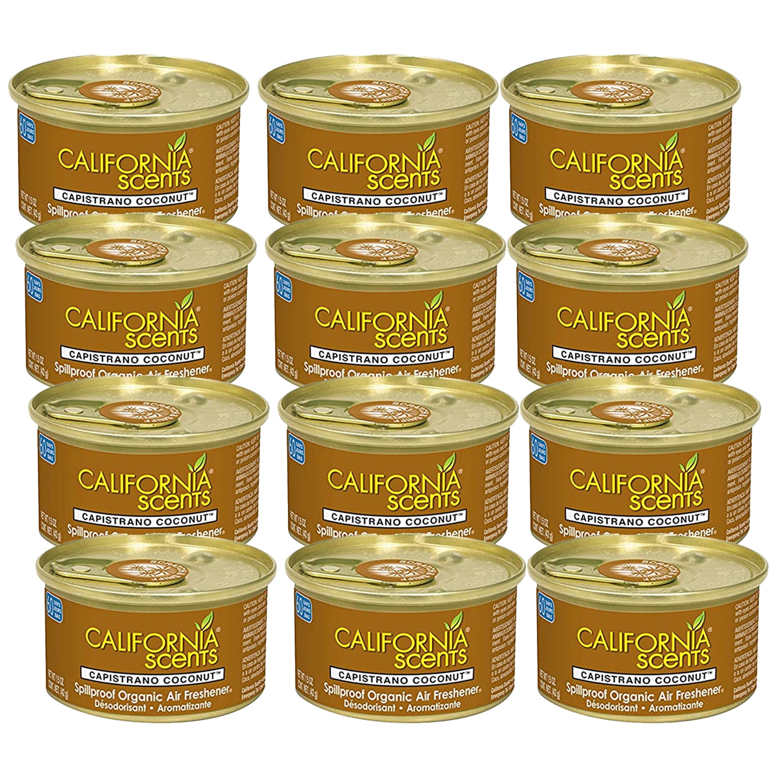 California Scents Car Air Freshener Capistrano Coconut Organic Spill