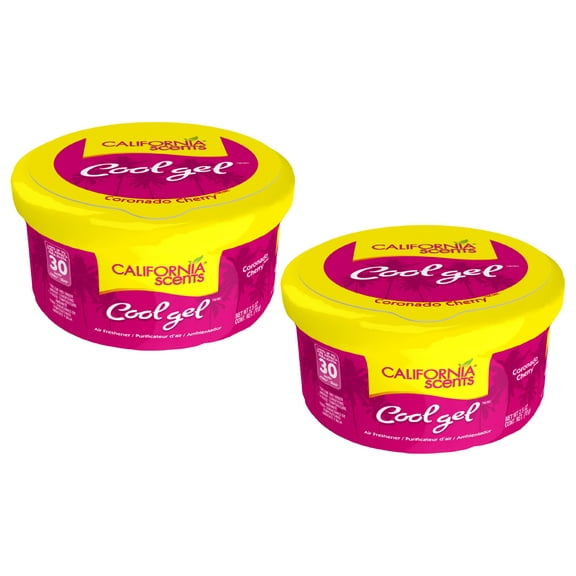 California Scents Cool Gel Coronado Cherry Scent - The Car Air Freshener with Cool Gel Technology - Long-Lasting Odor Eliminator and Auto Air Freshener for Car, 2 Packs