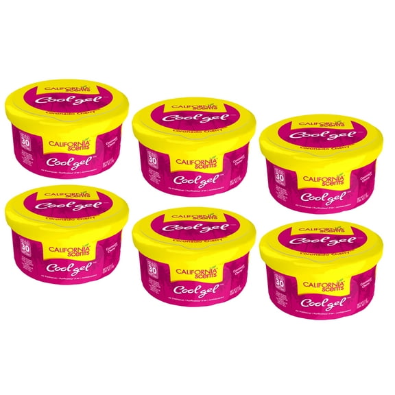 California Scents Cool Gel Coronado Cherry Scent - The Car Air Freshener with Cool Gel Technology - Long-Lasting Odor Eliminator and Auto Air Freshener for Car, 6 Packs