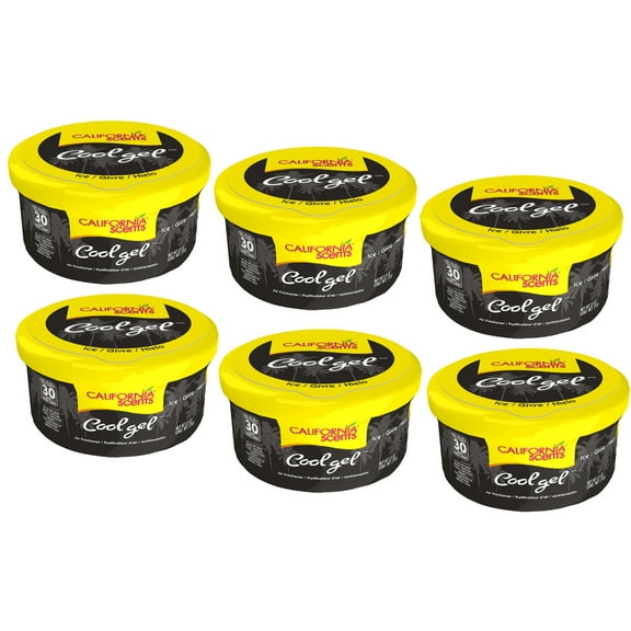 California Scents Cool Gel Ice Scent - The Car Air Freshener with Cool Gel Technology - Long-Lasting Odor Eliminator and Auto Air Freshener for Cars, 6 Packs