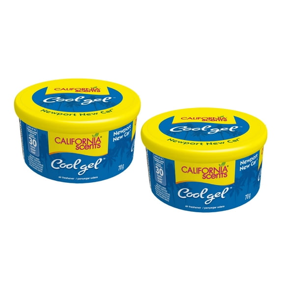 California Scents Cool Gel Newport New Car Scent - The Car Air Freshener with Cool Gel Technology - Long-Lasting Odor Eliminator and Auto Air Freshener for Cars, 2 Packs