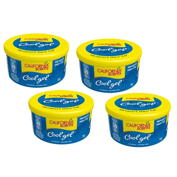 California Scents Cool Gel Newport New Car Scent - The Car Air Freshener with Cool Gel Technology - Long-Lasting Odor Eliminator and Auto Air Freshener for Cars, 4 Packs