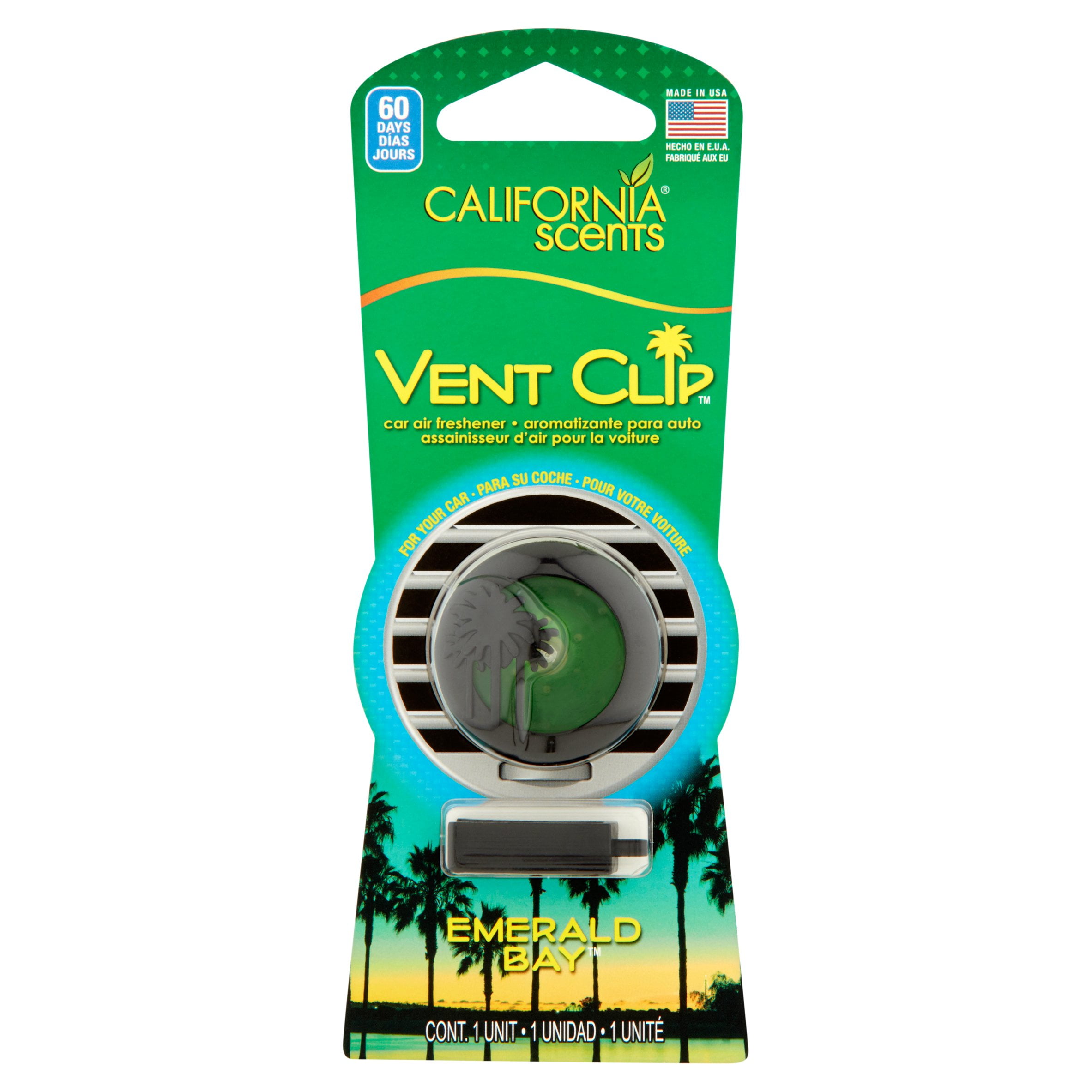 California Scents Emerald Bay Car Air Freshener Vent Clip 60 Days