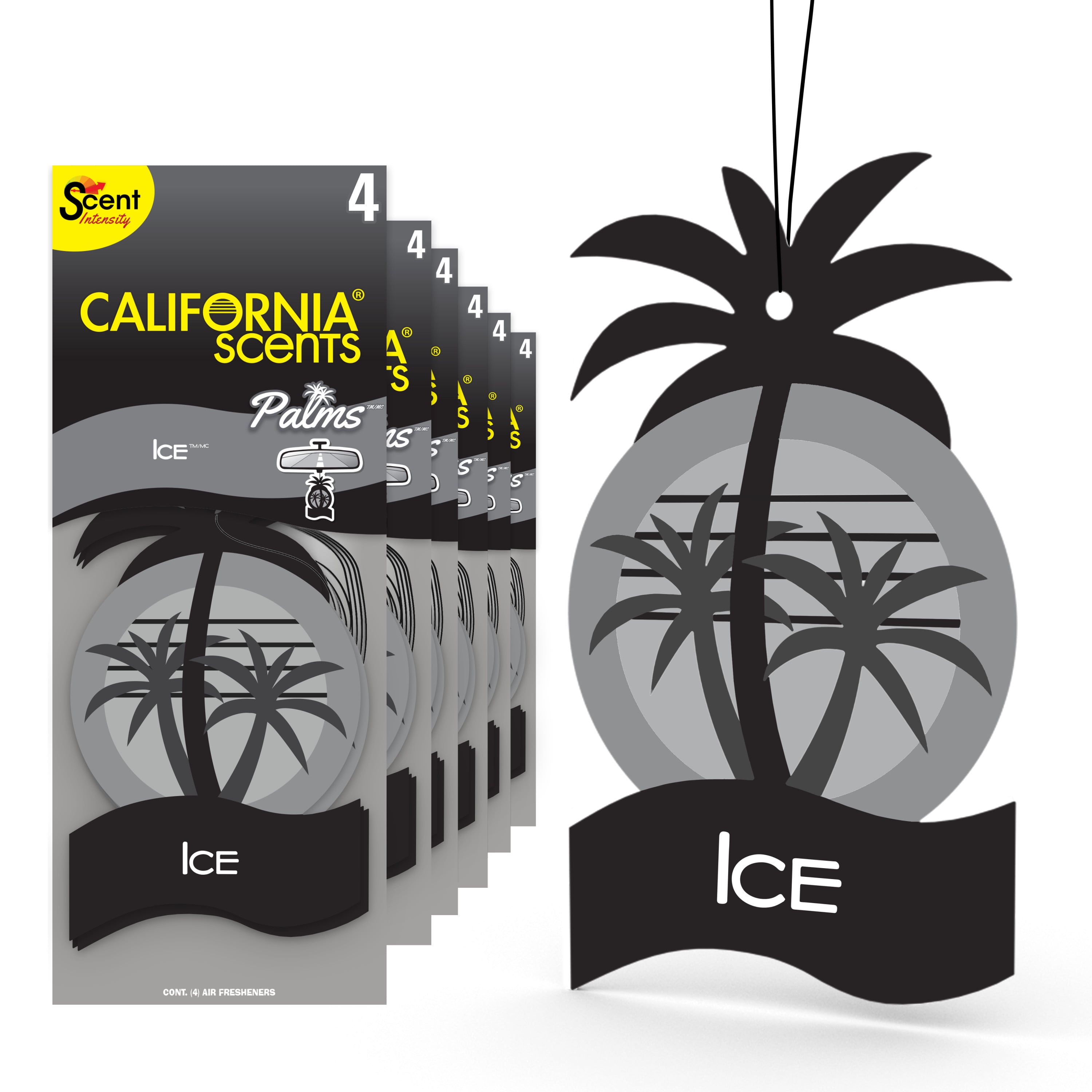 California Scents Car Air Freshener, Hanging Palms Odor Eliminator for  Cars, Trucks, Ice, 24 Pack
