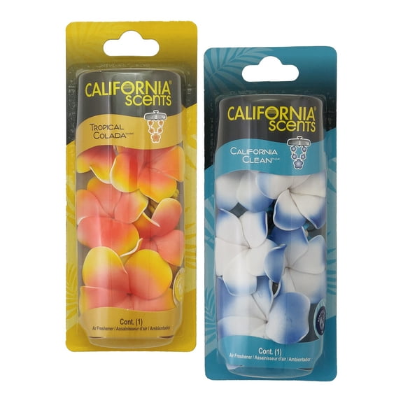 California Scents Scented Necklace in Tropical Colada and California Clean Scents: The Perfect Lei for Your Car - Hanging Flower Air Freshener, Combo Kit