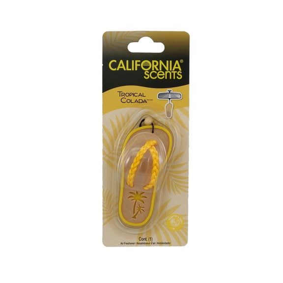 California Scents Scented Sandal Hanging Air Freshener, Tropical Colada Scent Car Air Freshener - Odor Eliminator for Strong Odor - Flip Flop Car Fresheners