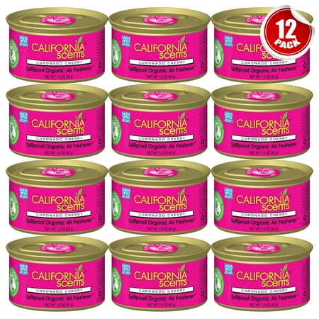 California Scents Spill-Proof Organic Air Freshener, Coronado Cherry, Fresh & Bold, 1.5 Ounce Canister, Pack of 12