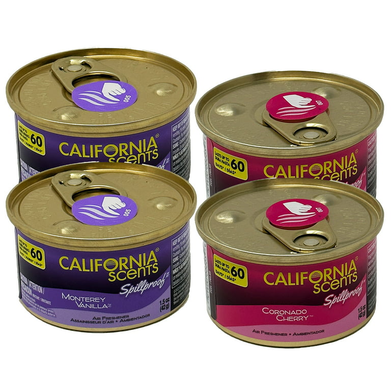 California Scents Can Air Freshener and Odor Neutralizer , Set of 12  Spillproof Cans for Home and Car, Assorted Scents, 1.5 Oz Each