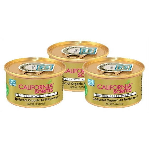 California Scents Spillproof Organic Air Fresheners, 1.5 Ounce Can Golden State Delight - 3 Pack
