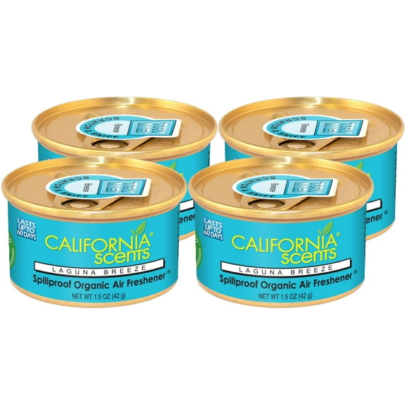 California Scents Spillproof Organic Air Fresheners Canister, Laguna Breeze, 1.5 oz, 4 Pack