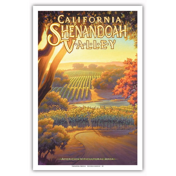 California Shenandoah Valley Wineries - California Vineyards Wine Country Art by Kerne Erickson - Master Art Print (Unframed) 12in x 18in
