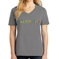 thumbnail image 1 of California Sign logo Ladies Big Size Core Cotton V neck T-Shirt - Medium Grey 4XL, 1 of 2