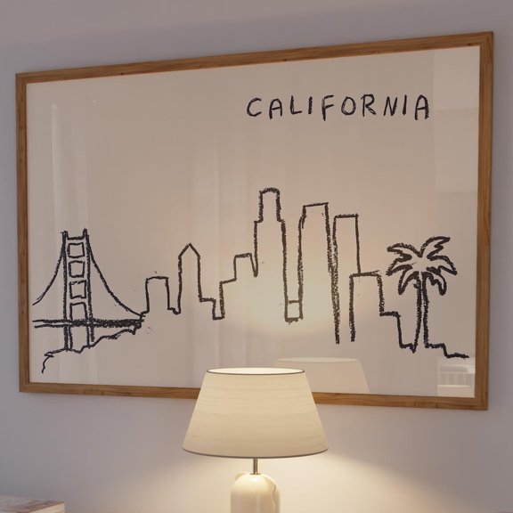 California Sketch Print Eclectic Minimalist Cityscape Neutral Wall Art UNFRAMED PAPER POSTER, Home Decor, Vintage Gift, Living Room Dercor