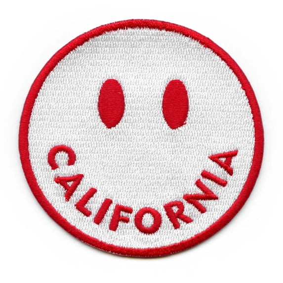 California Smiley Face Patch Travel Emoji Embroidered Iron on