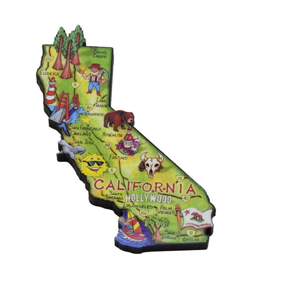California State Artwood Jumbo Fridge Magnet Large Refrigerator Travel Souvenir