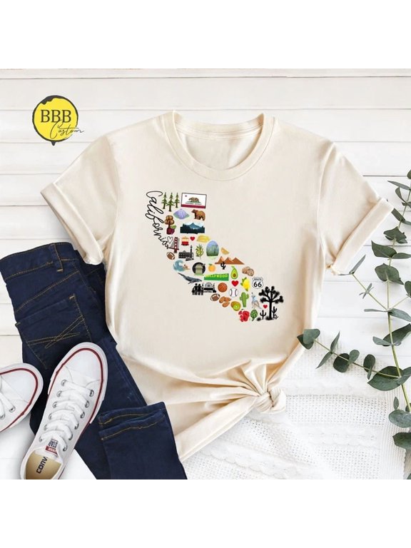 California State California Map Lover Souvenir Favourite T-Shirt WHITE Unisex S-5XL Hot Trending Shirt, Vintage Birthday Gift
