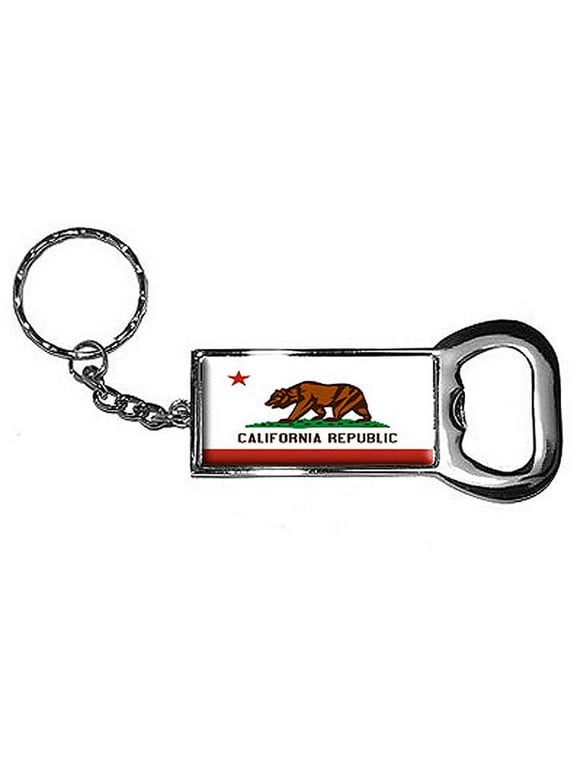 California State Flag Keychain Key Chain Ring Bottle Bottlecap Opener