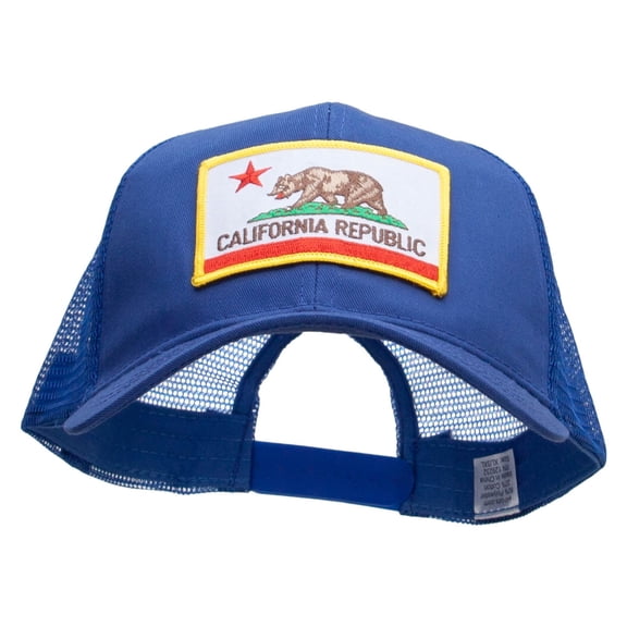 California State Flag Patched Big Size Solid Cotton Twill High Profile Mesh Pro Style Cap - Royal XL-3XL