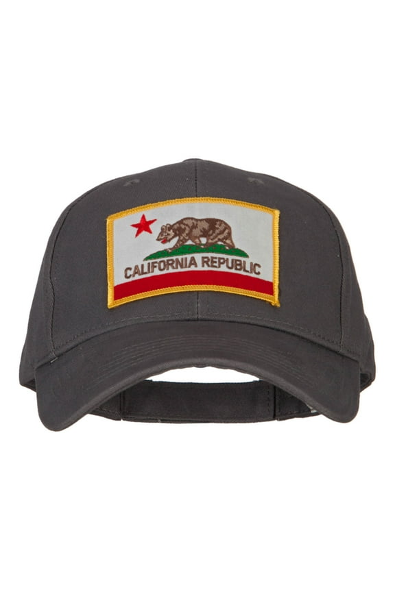 California State Flag Patched New Big Size High Profile Cap - Grey XL-3XL