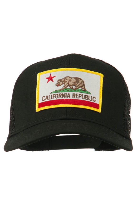 California State Flag Patched Twill Mesh Cap - Black OSFM
