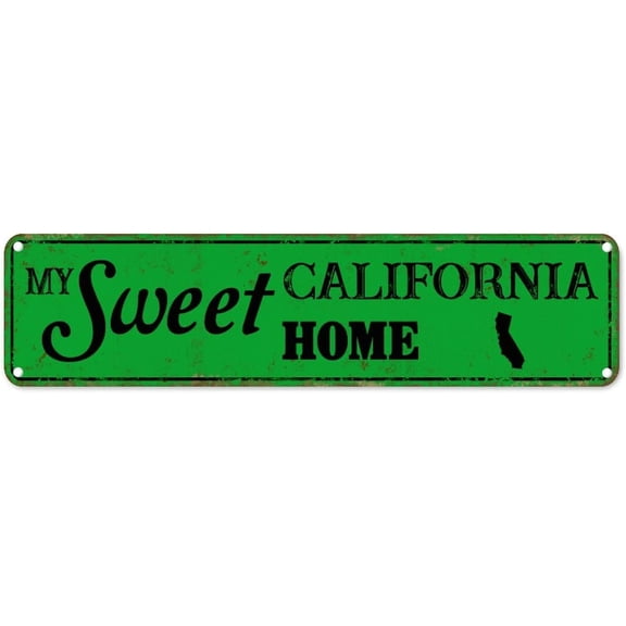 California State Metal Sign My Sweet Home California Metal Tin Sign America State Name 4"x16" Windproof Antique Poster Plaque for Home Kitchen Bar Coffee Shop