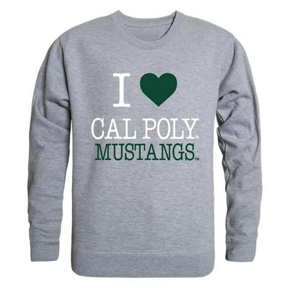 California State Polytechnic University I Love Crewneck T-Shirt, Heather Grey - Medium