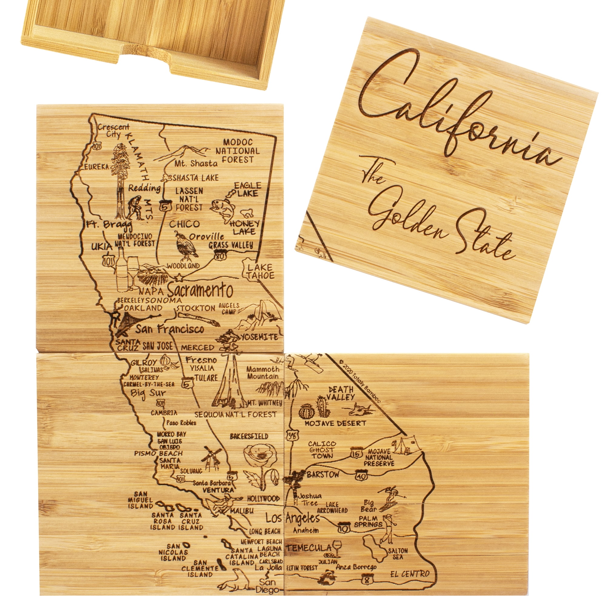 California State Puzzle Bamboo Coaster Set