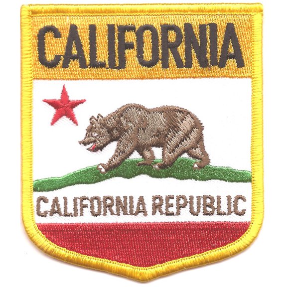 California State Shield Patch; Measure 3 1/8'" x 3 1/2", Embroidered Iron On or Sew On Shield Patch Flag Emblem
