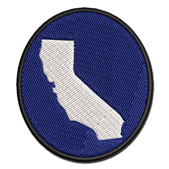 California State Silhouette Applique Multi-Color Embroidered Iron-On Patch - 3 Inch Medium