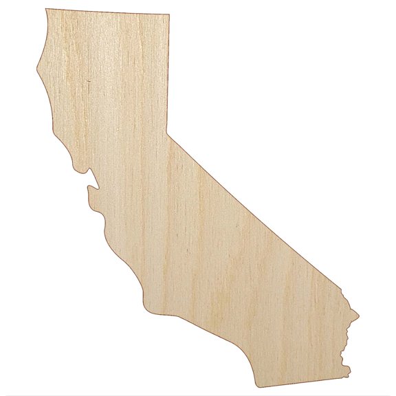 California State Silhouette Wood Shape Unfinished Piece Cutout Craft DIY Projects - 4.70 Inch Size - 1/4 Inch Thick