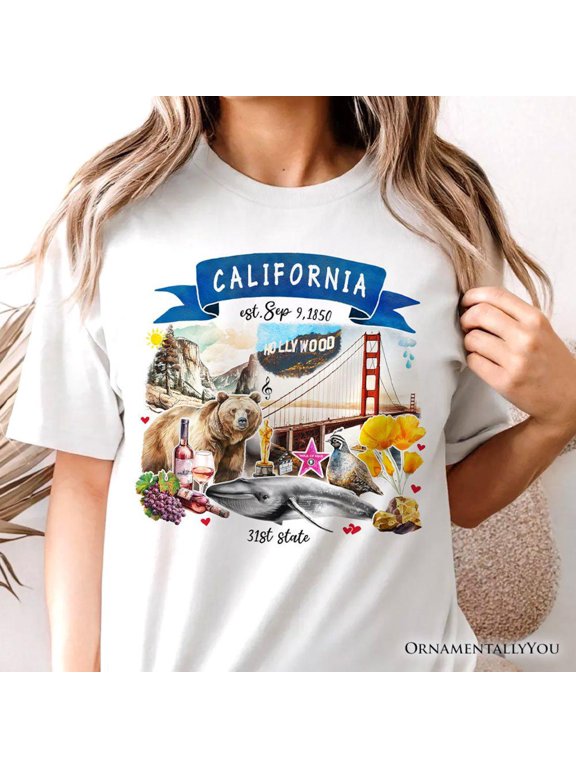California State Themes Landmarks, History Travel Lovers, Outdoor Adventure T-Shirt