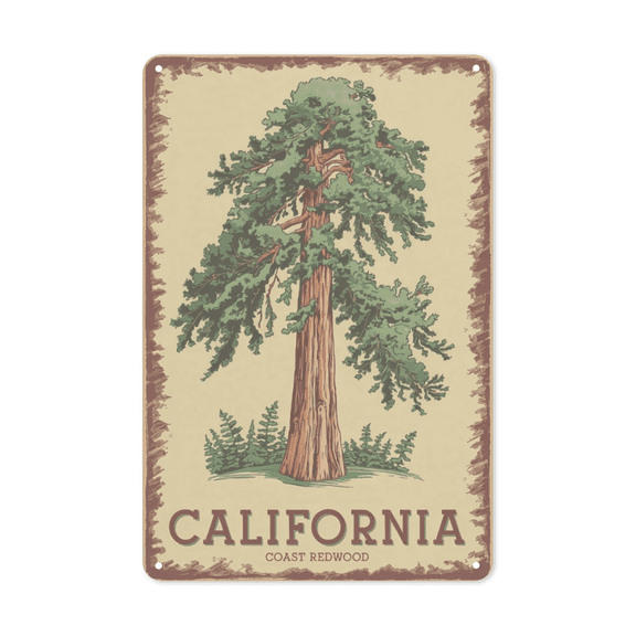 California State Tree Metal Sign Educational Classroom Decor Vintage Nature Poster Perfect Hanging School Office With Weatherproof Coating Gift Teacher Student Nature Lover 8x12 inch metal sign
