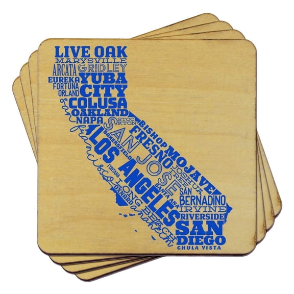 Torched California State Coaster (Set of 4) Drink Beer Coaster 4x4 Brown