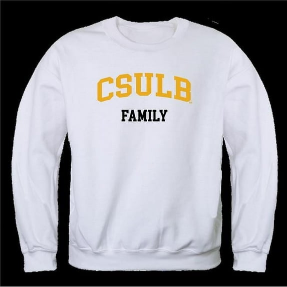 California State University Long Beach Beach Family Crewneck Sweatshirt, White - Large