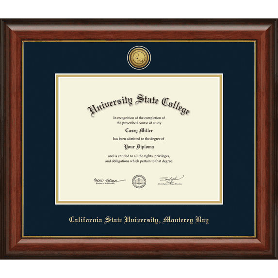 California State University Monterey Bay Diploma Frame, Document Size 11" x 8.5"