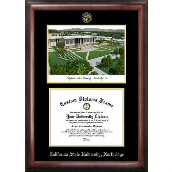 California State University, Northridge 8.5" x 11" Gold Embossed Diploma Frame with Campus Images Lithograph