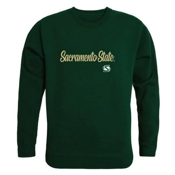 California State University, Sacramento Mens Script Crewneck T-Shirt - Forest, Medium