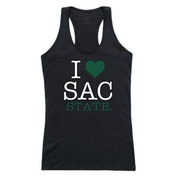 California State University, Sacramento Women Love Tank Top, Black & White - 2XL