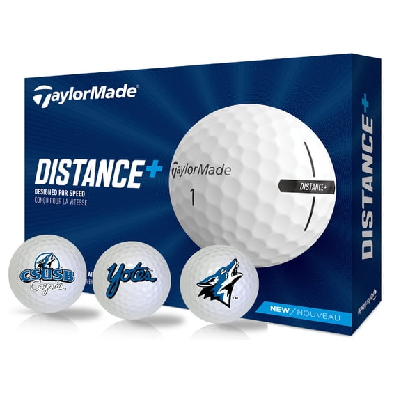 California State University San Bernardino Coyotes Logo Edition Taylormade Distance+ Golf Balls 12-Pack (Dozen)
