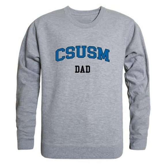 California State University San Marcos Cougars Dad Crewneck Sweatshirt, Heather Grey - Small