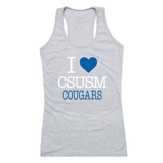 California State University San Marcos Cougars Women I Love Tank Top, Heather Grey - Large