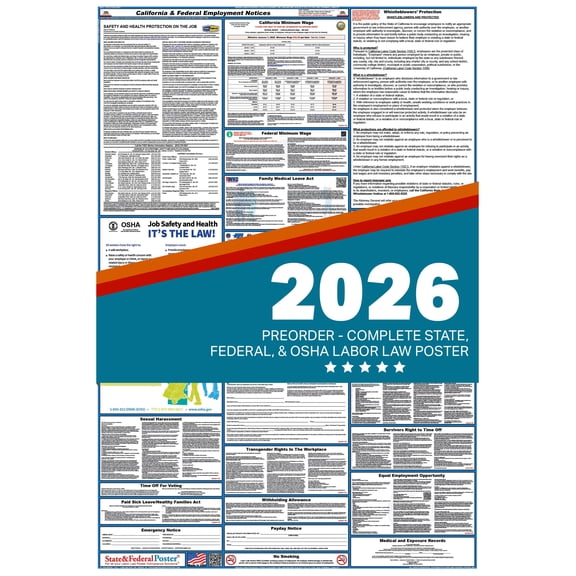 California State and Federal Labor Law Poster 2026 , All In One | Spanish-Laminated