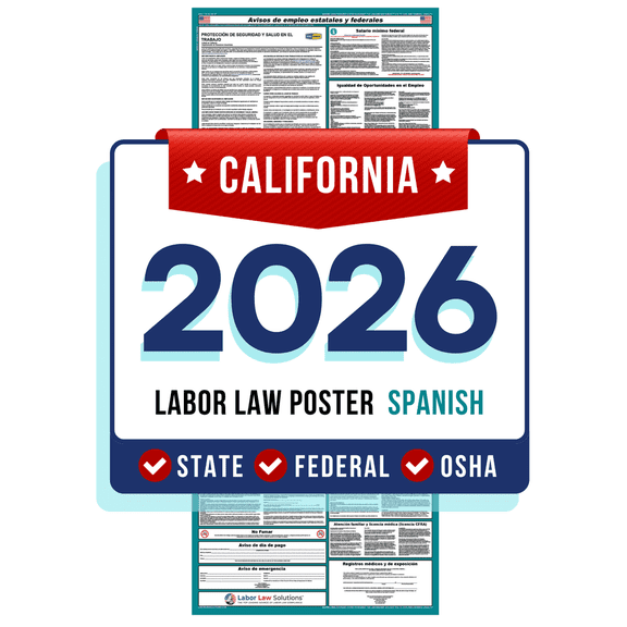 California State and Federal Labor Law Poster 2026 SPANISH - Non-Laminated Paper