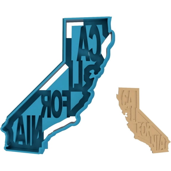 California State with Name Extruding Cookie Cutter - Cali The Golden State USA (0004) (4 Inch)